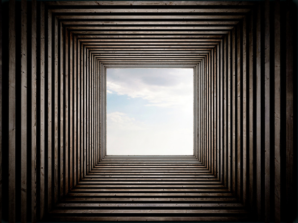 Tunnel endeing lucht uitzicht - Foto, afbeelding