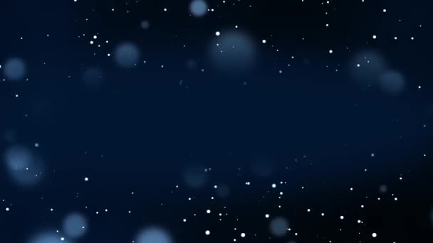 Fondo abstracto con destellos navideños y partículas brillantes borrosas muestran energía y cosmos galácticos con lluvia de partículas brillantes con espacio para copias y eventos festivos y celebraciones alegres - Metraje, vídeo