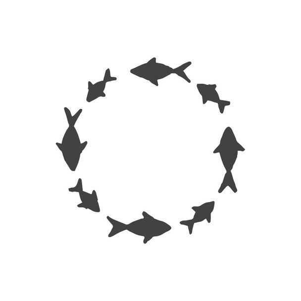 Logo de cercle de poisson élément, dessin de poisson, élément de logo, clipart, nature, contour, tatouage, dessiné à la main, dessin, élément vectoriel - Vecteur, image