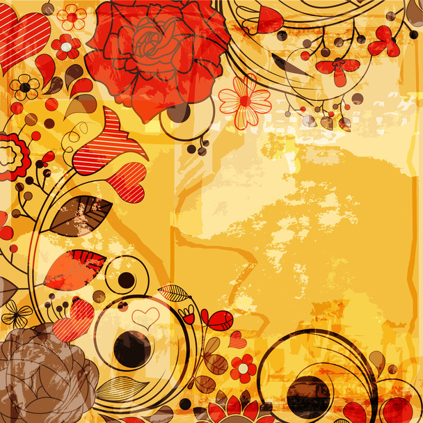 Old paper floral background - Вектор,изображение