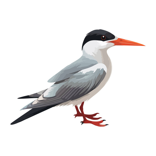 Kis madár ülepszik ágon természet ikon elszigetelt - Vektor, kép
