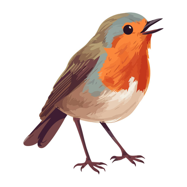 Pequeno pássaro cantando, penas ícone modelado isolado - Vetor, Imagem