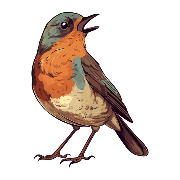 Malé ptáčátko, zpěv sladce ikona izolované - Vektor, obrázek