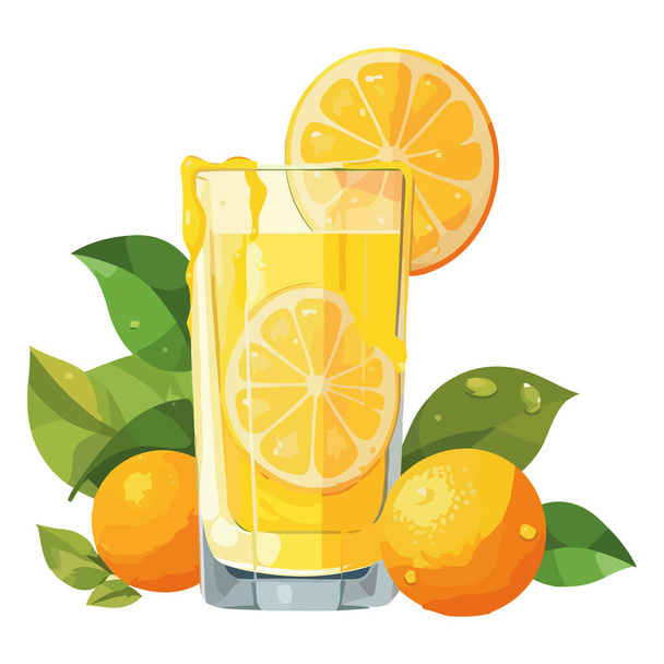 Juicy citrus cocktail with lemon slice icon isolated - Vektor, Bild