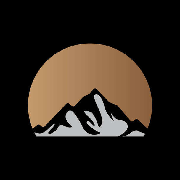 山のロゴ,自然景観デザイン,クライマーと冒険,テンプレートイラスト - ベクター画像