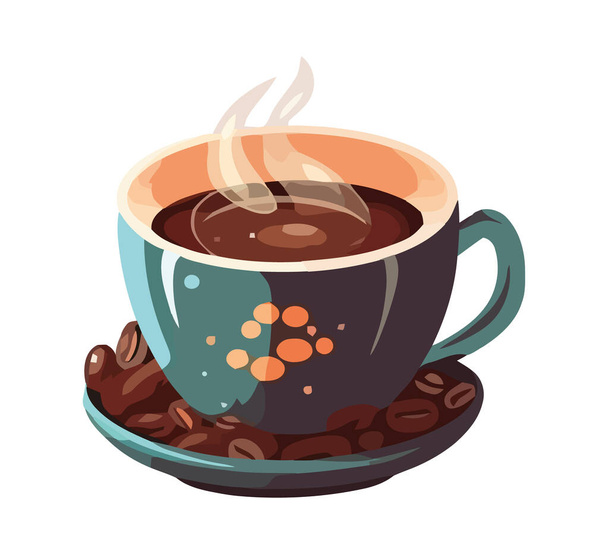 Coffee mug steaming over white - Vector, Image