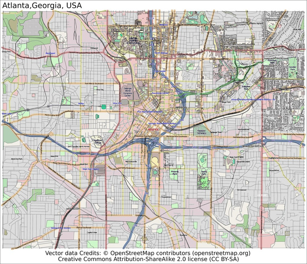 Mapa miasta Atlanta Georgia Usa - Wektor, obraz
