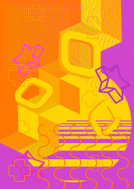 Желтый и фиолетовый оттенки геометрического рисунка фона. Векторная роскошь на абстрактном фоне. - Вектор,изображение