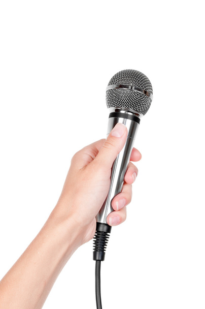 Hand with microphone - Foto, afbeelding