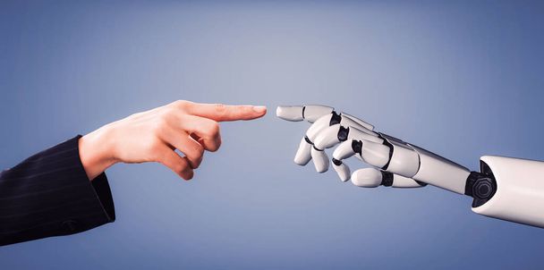3D renderização inteligência artificial AI pesquisa de robô e desenvolvimento de ciborgue para o futuro das pessoas que vivem. Mineração de dados digitais e design de tecnologia de aprendizado de máquina para cérebro de computador
. - Foto, Imagem