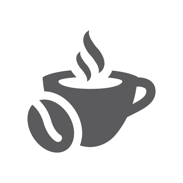 Koffiebeker met bonen vector icoon. Hot cup en stoom gevuld symbool. - Vector, afbeelding