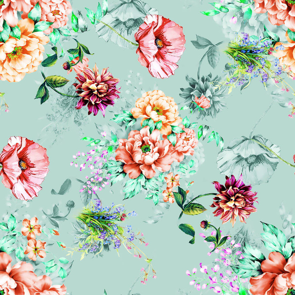 Allover seamless design pattern, for fabric and paper print etc. - Photo, Image