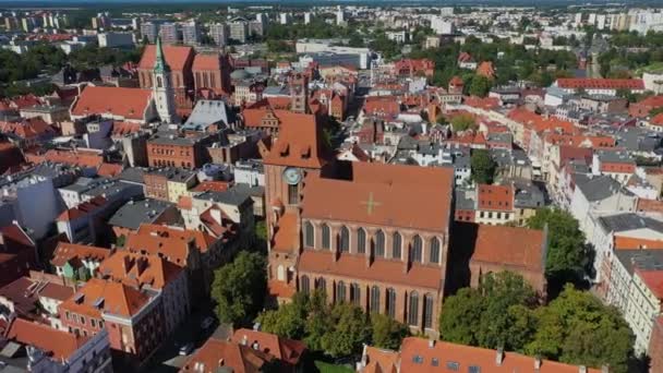 Old Town Cathedral Torun Stare Miasto Katedra Aerial View Poland. High quality 4k footage - Footage, Video