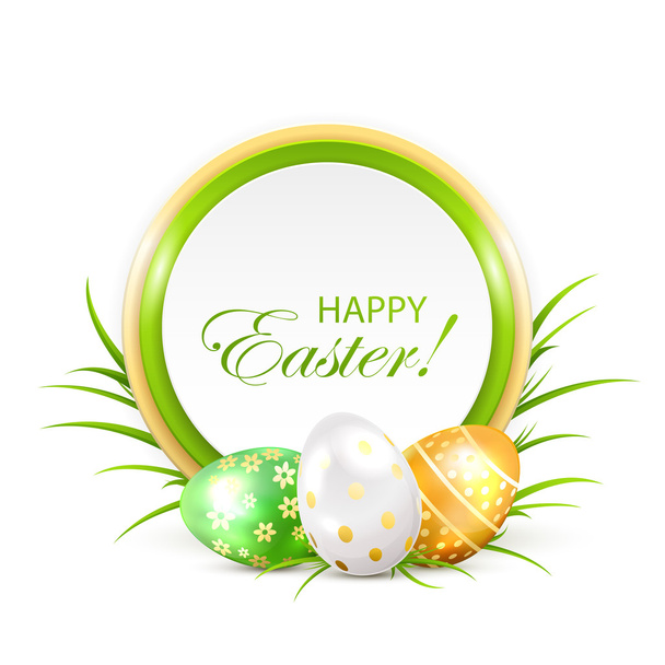 Easter card with three eggs - Vettoriali, immagini