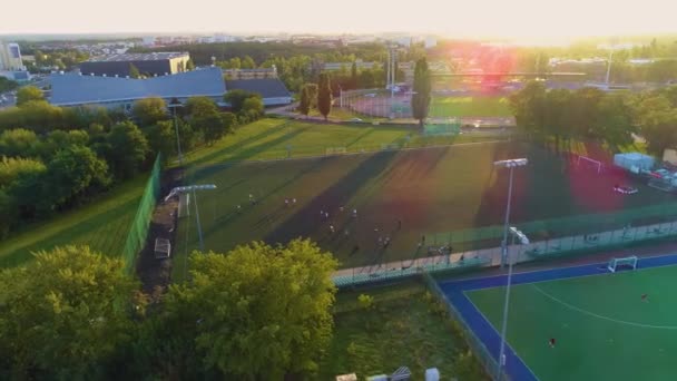 Football Field Mosir Torun Boisko Aerial View Poland. High quality 4k footage - Footage, Video