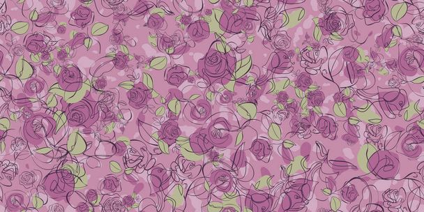 seamless pattern with hand drawn roses  - Vektor, kép