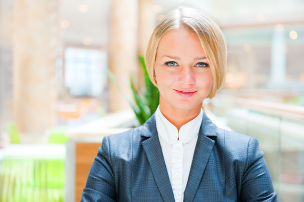 Closeup portrait of cute young business woman smiling - Photo, Image