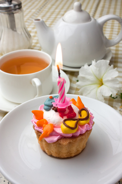 Cake with a candle - Photo, image