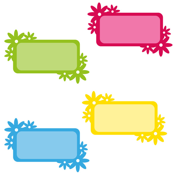 Color tags with flower motive - Vector, imagen