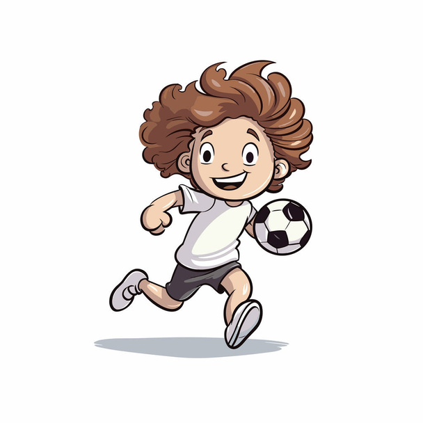 Football player. Soccer player hand-drawn comic illustration. Vector doodle style cartoon illustration - Vetor, Imagem