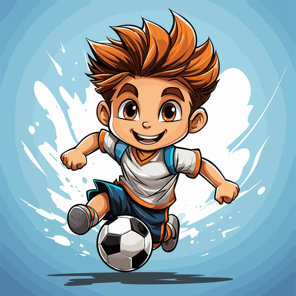 Football player. Soccer player hand-drawn comic illustration. Vector doodle style cartoon illustration - ベクター画像