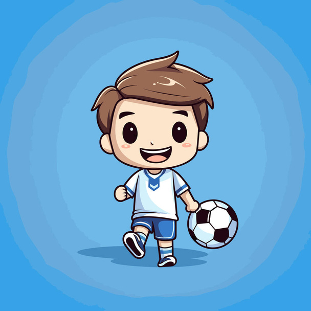 Football player. Soccer player hand-drawn comic illustration. Vector doodle style cartoon illustration - Vector, Imagen