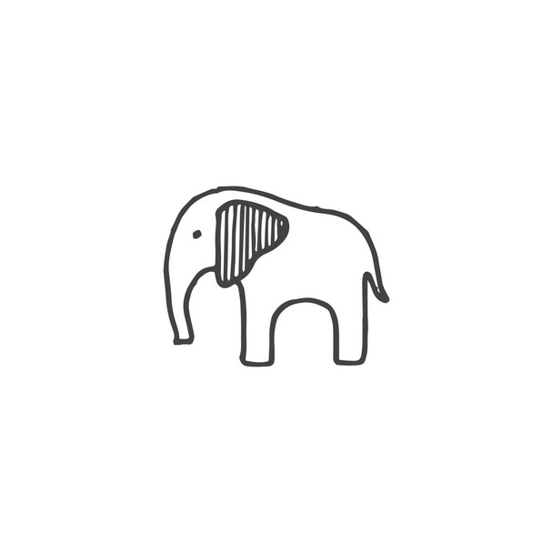 Elefante design del logo minimo, Elefante disegno, Logo elemento, clipart, natura, contorno, tatuaggio, disegnato a mano, disegno, elemento vettoriale - Vettoriali, immagini