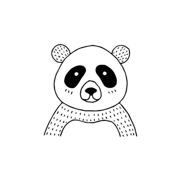 Panda élément de logo minimal, dessin de panda, élément de logo, clipart, nature, contour, tatouage, dessin à la main, dessin, élément vectoriel - Vecteur, image