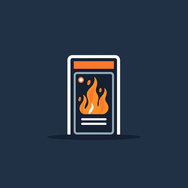 A fire burning in a fireplace on a dark background - Vector, Image
