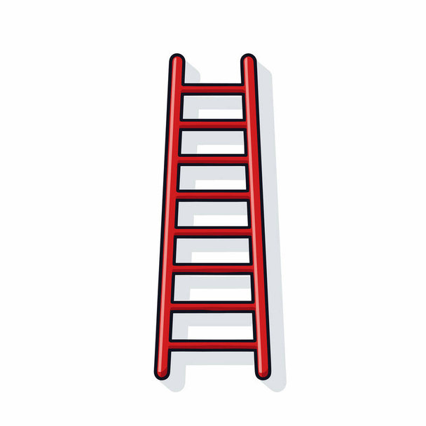 Een rode ladder leunend tegen een witte muur - Vector, afbeelding
