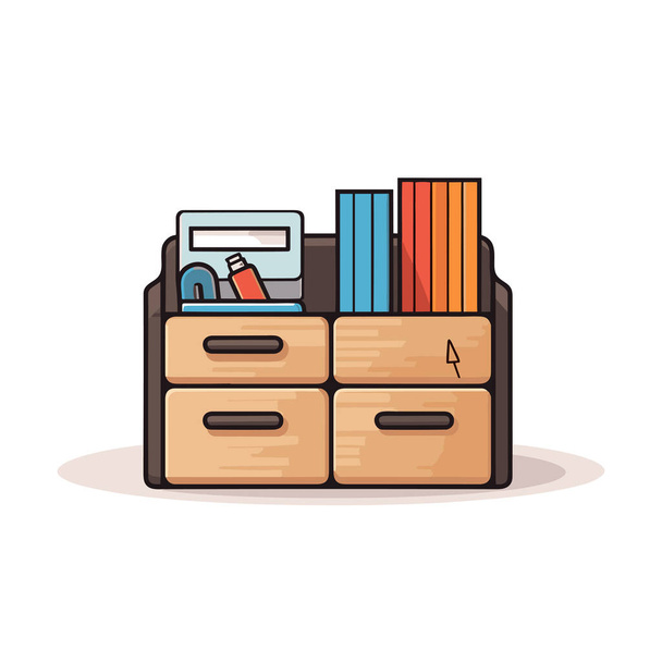 Zásuvka s knihami a kartotékou - Vektor, obrázek
