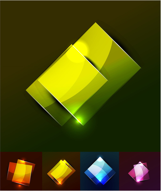 Glowing rectangular shapes on black - Vector, afbeelding