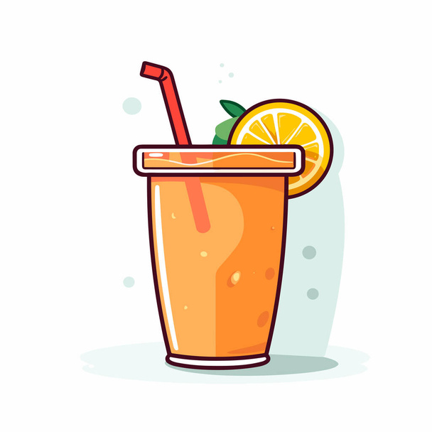 Egy pohár narancslé a szalma - Vektor, kép