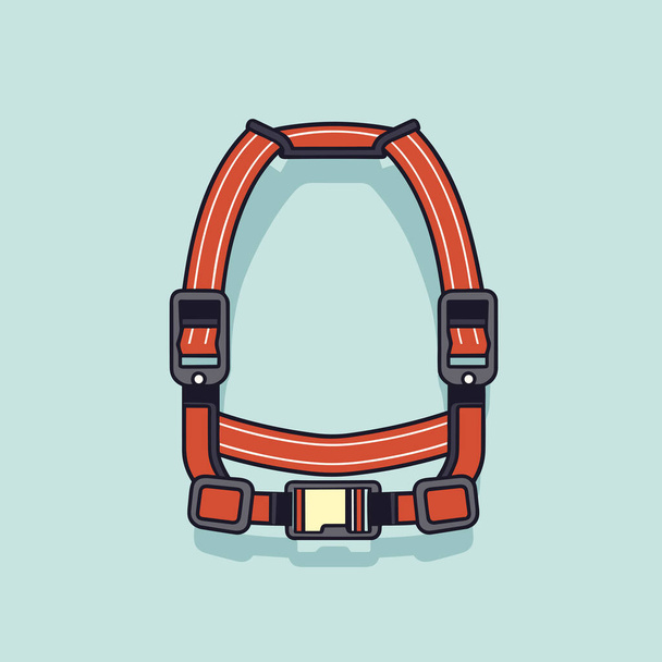 A red and black harness on a blue background - Vector, Image