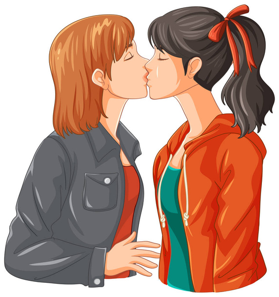Egy leszbikus pár csók illusztráció - Vektor, kép