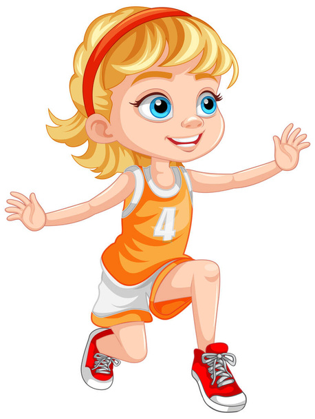 Girl Wearing Basketball Outfit illustration - Vector, Image