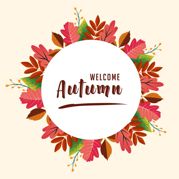 hello autumn.welcome autumn vector background. suitable for card, banner, or poster - Wektor, obraz