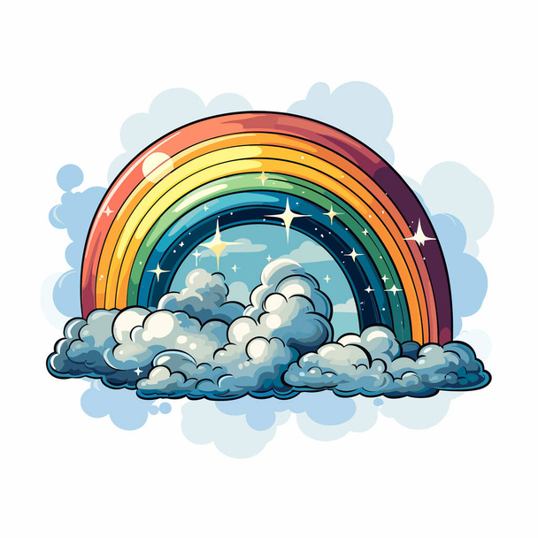 Rainbow. Rainbow hand-drawn comic illustration. Vector doodle style cartoon illustration - Vector, afbeelding