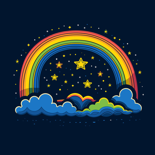 Rainbow. Rainbow hand-drawn comic illustration. Vector doodle style cartoon illustration - Vector, Image