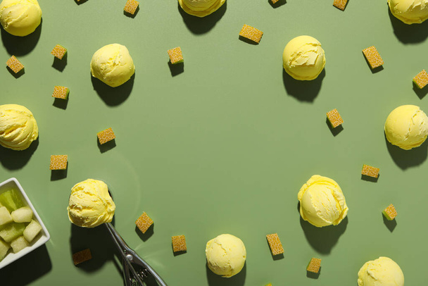 Tasty and fresh summer food - melon ice cream - Photo, Image