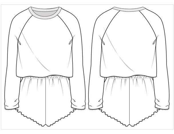 Women knit teddy playsuit nightwear in editable vector file - Вектор,изображение