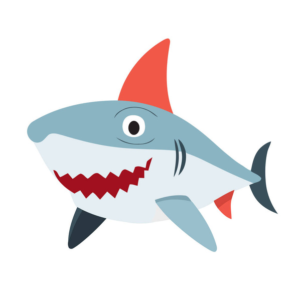 Shark icon. Image of a cute shark isolated on white. Vector illustration. Generated AI - Vektor, kép
