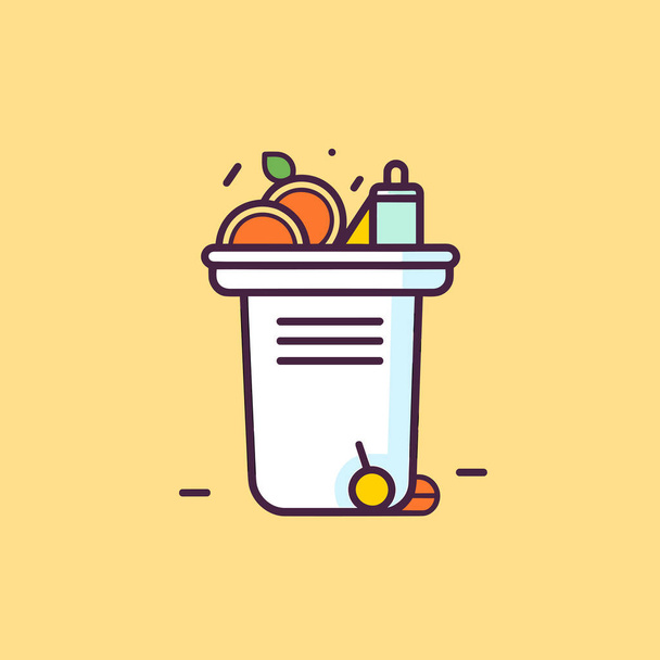 Une poubelle remplie de fruits et légumes - Vecteur, image