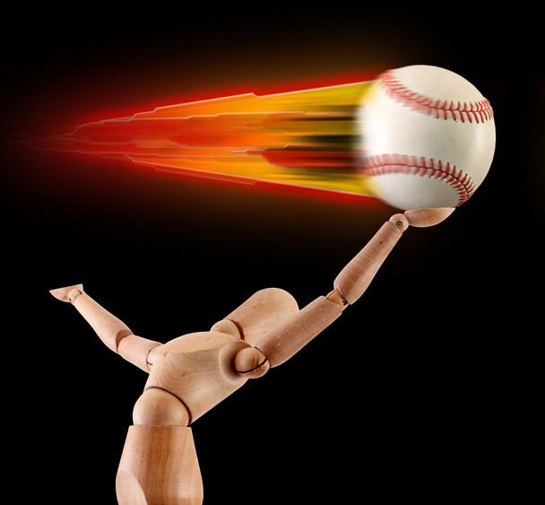 スピード野球炎キャッチ マネキン - 写真・画像
