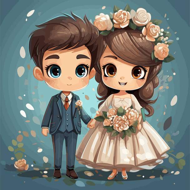 Wedding. Wedding hand-drawn comic illustration. Vector doodle style cartoon illustration - Vetor, Imagem
