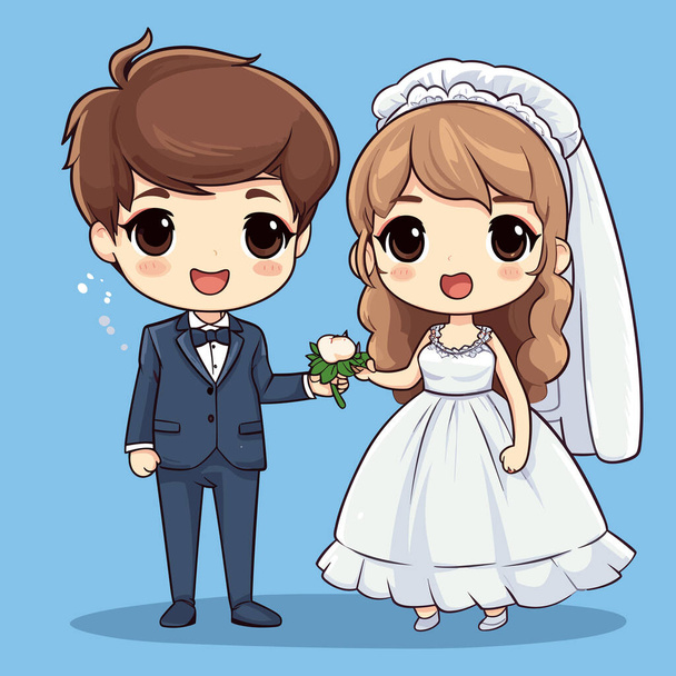 Wedding. Wedding hand-drawn comic illustration. Vector doodle style cartoon illustration - Vector, afbeelding