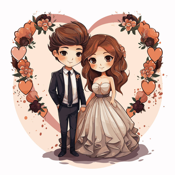 Wedding. Wedding hand-drawn comic illustration. Vector doodle style cartoon illustration - Vettoriali, immagini