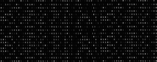 Fonds de code binaire, une séquence de zéro et un, chiffres blancs, sur un fond noir. Numéros de la matrice informatique. Le concept de codage et de cybersécurité  - Photo, image