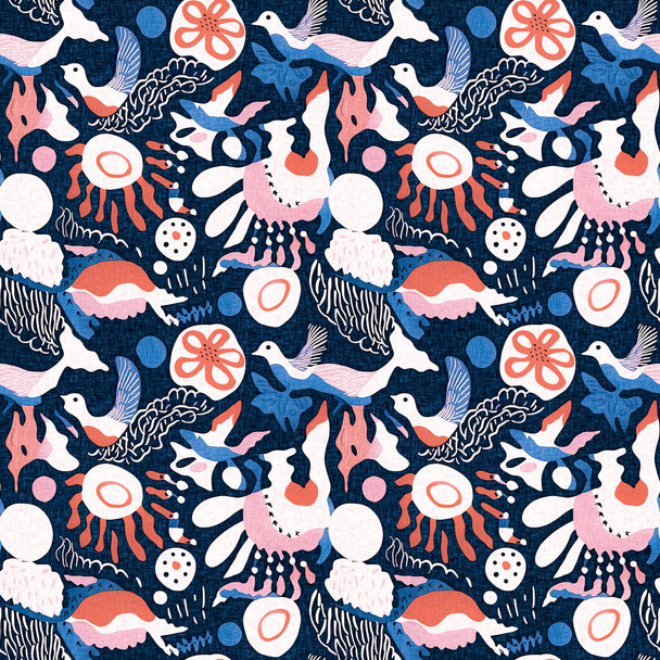 Seamless trendy repeat background .Fun modern coastal pattern clash fabric print for summer beach textile designs with a linen cotton effect.  - Fotografie, Obrázek