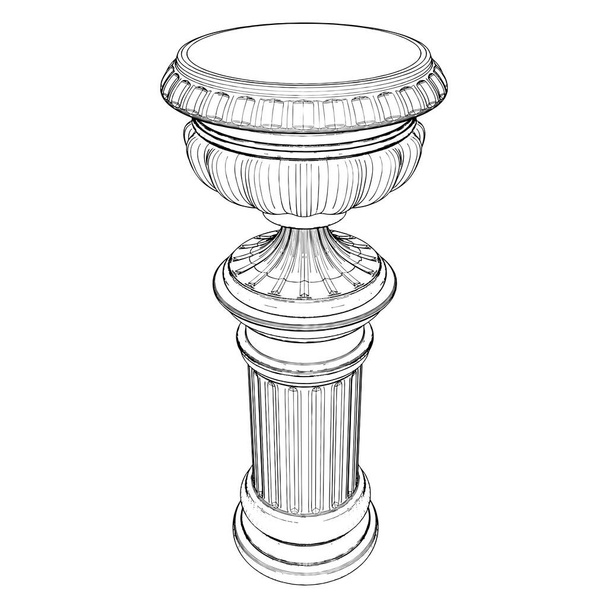 Vase antique vecteur de pot de fleurs. Illustration isolée sur fond blanc. Une illustration vectorielle de pot de fleurs. - Vecteur, image